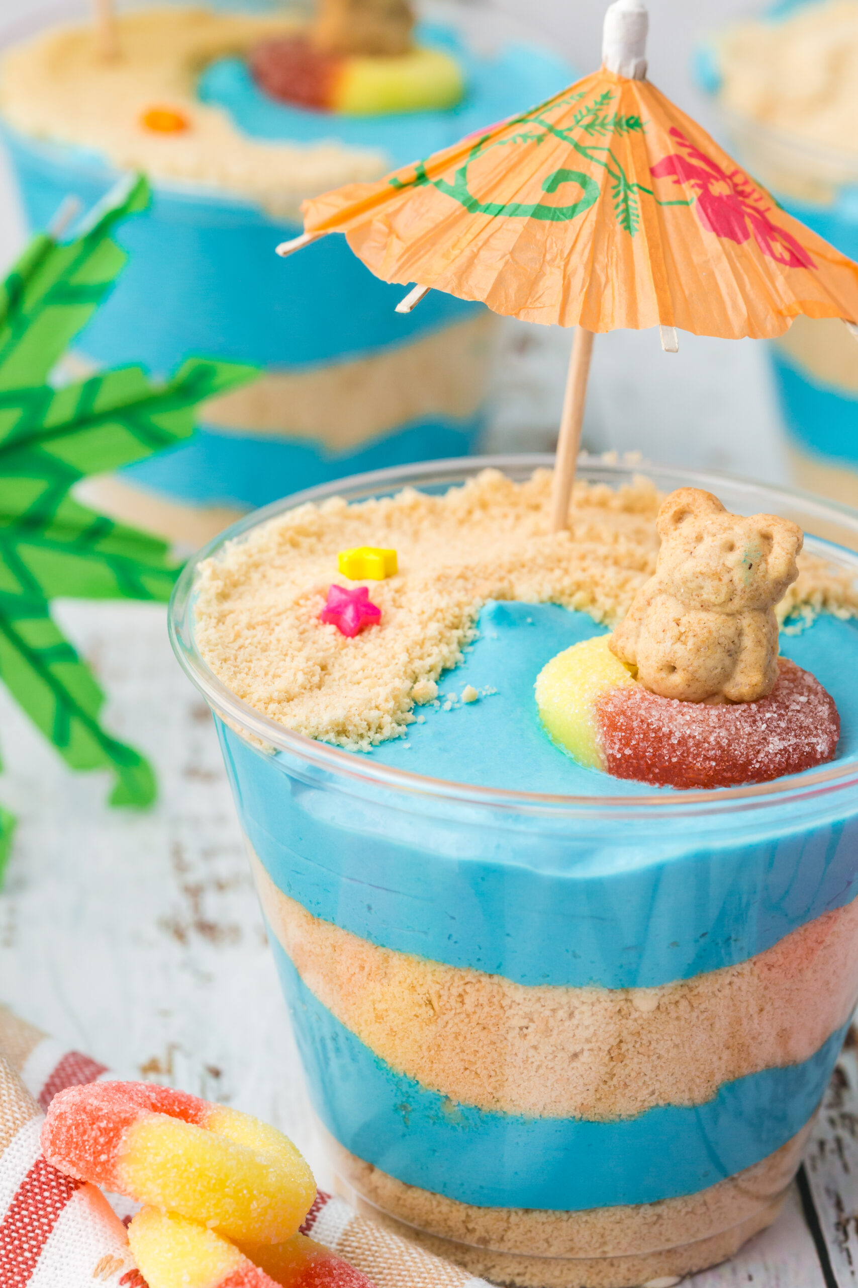 Front view of Beach Cheesecake Pudding Cups.