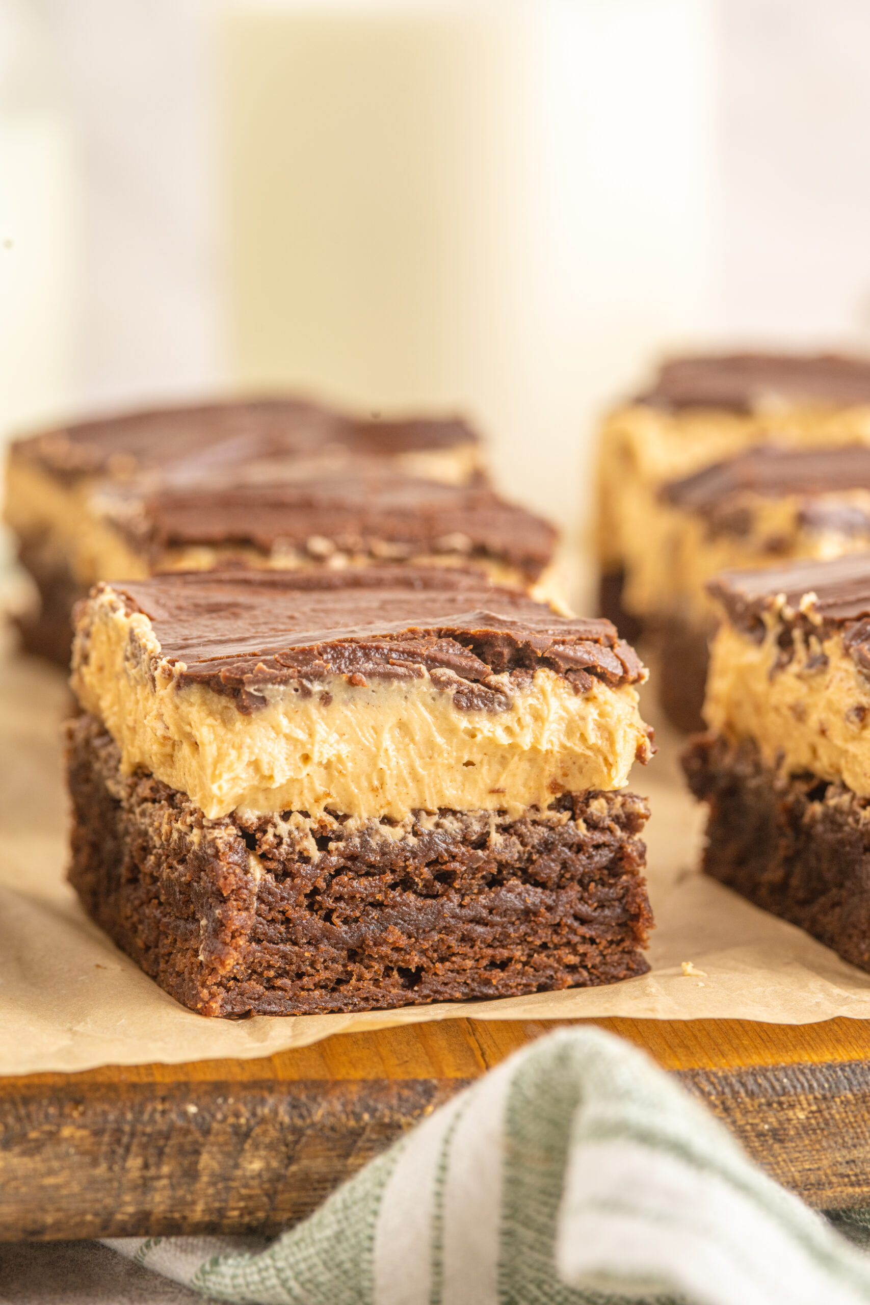 Side view of the Buckeye Brownie layers. 