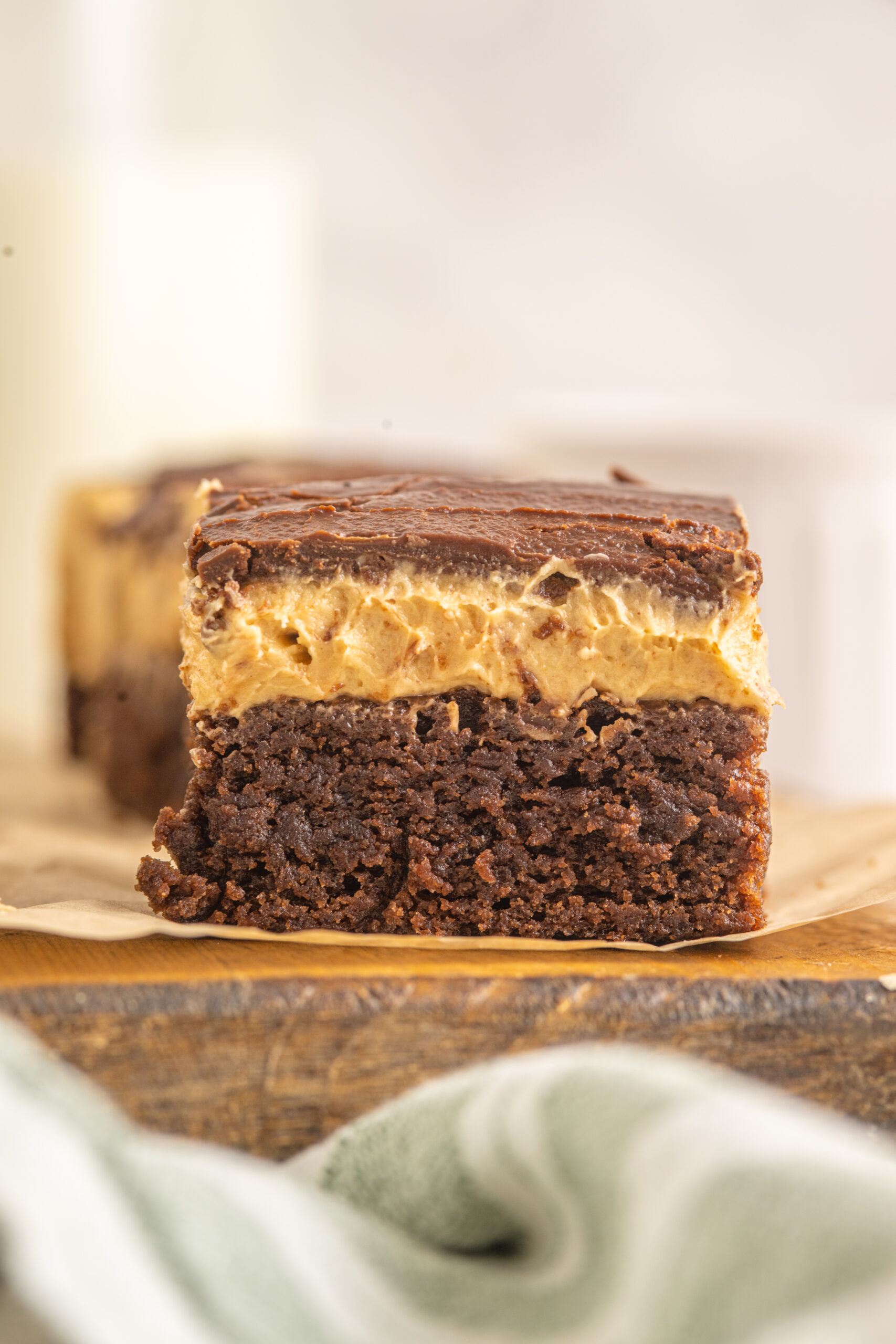 Side view of the Buckeye Brownie layers. 