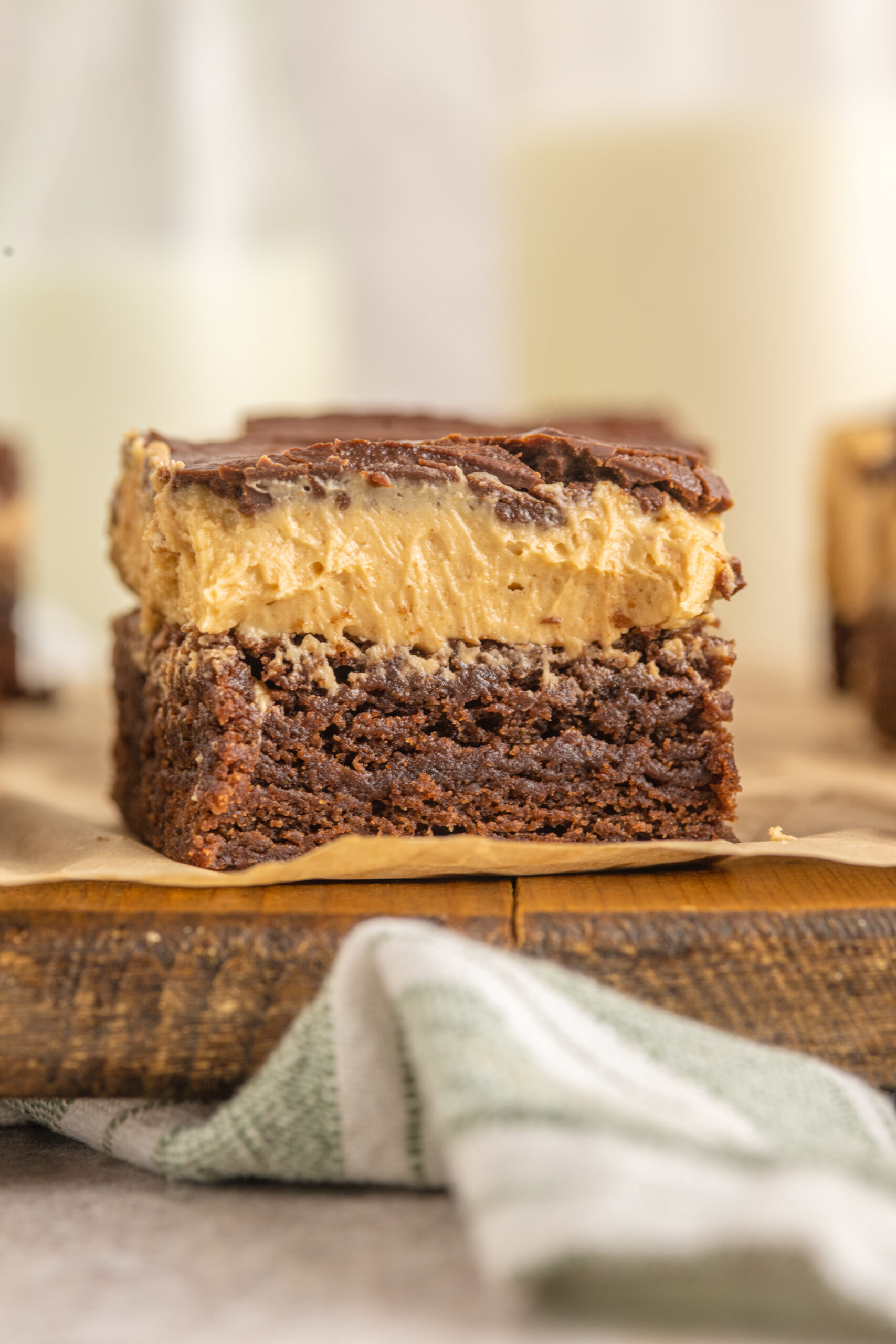 Side view of the Buckeye Brownie layers. 