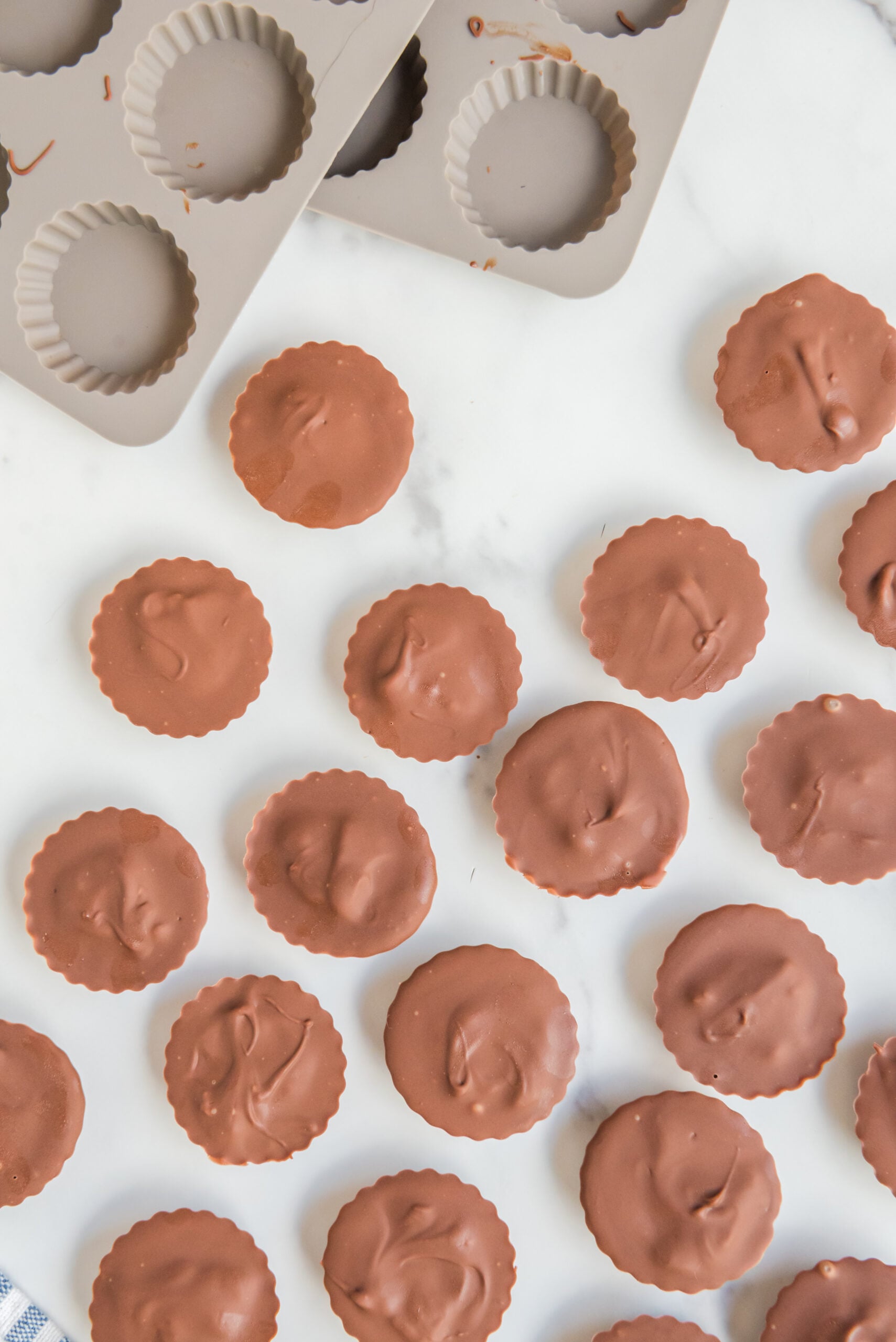 Overhead view of Homemade Reese's Peanut Butter Cups.