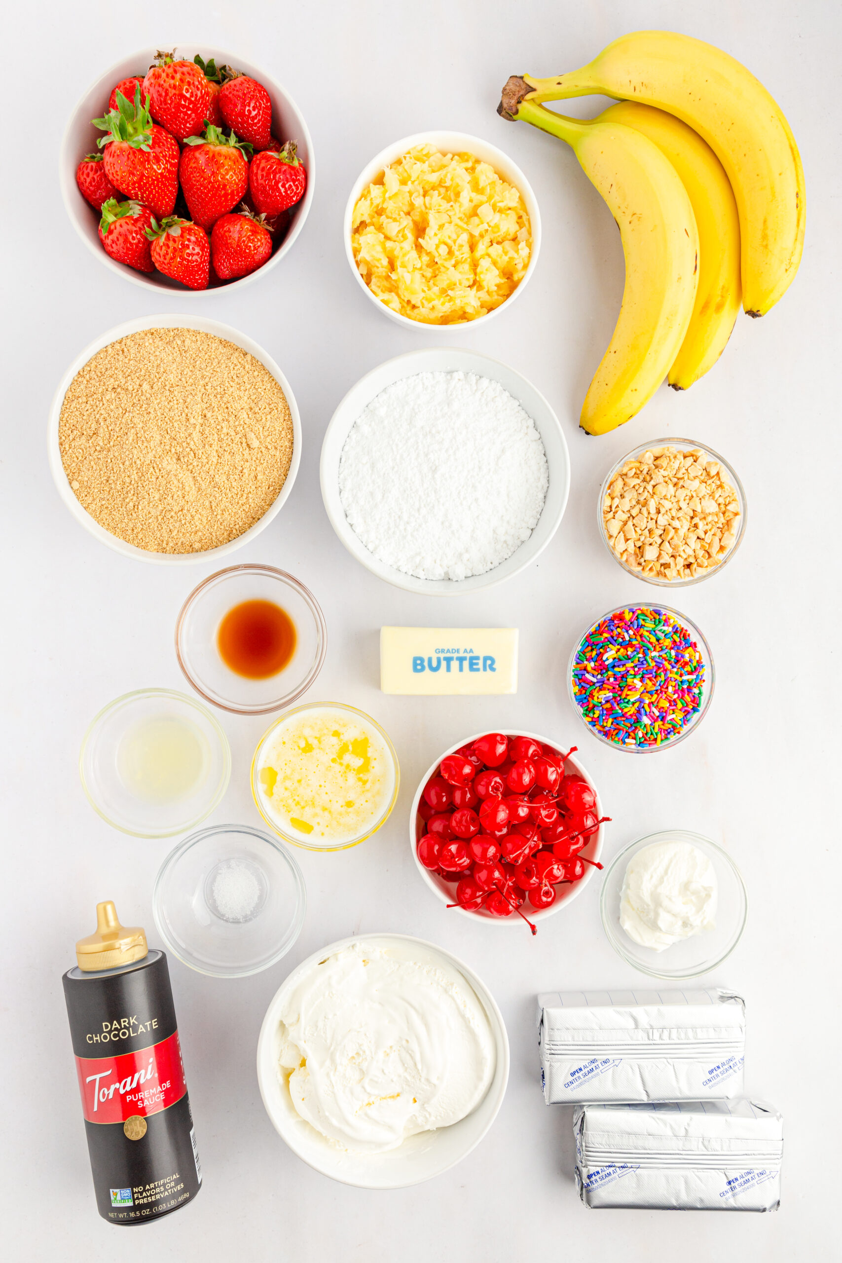 Overhead view of the ingredients needed to complete this recipe.