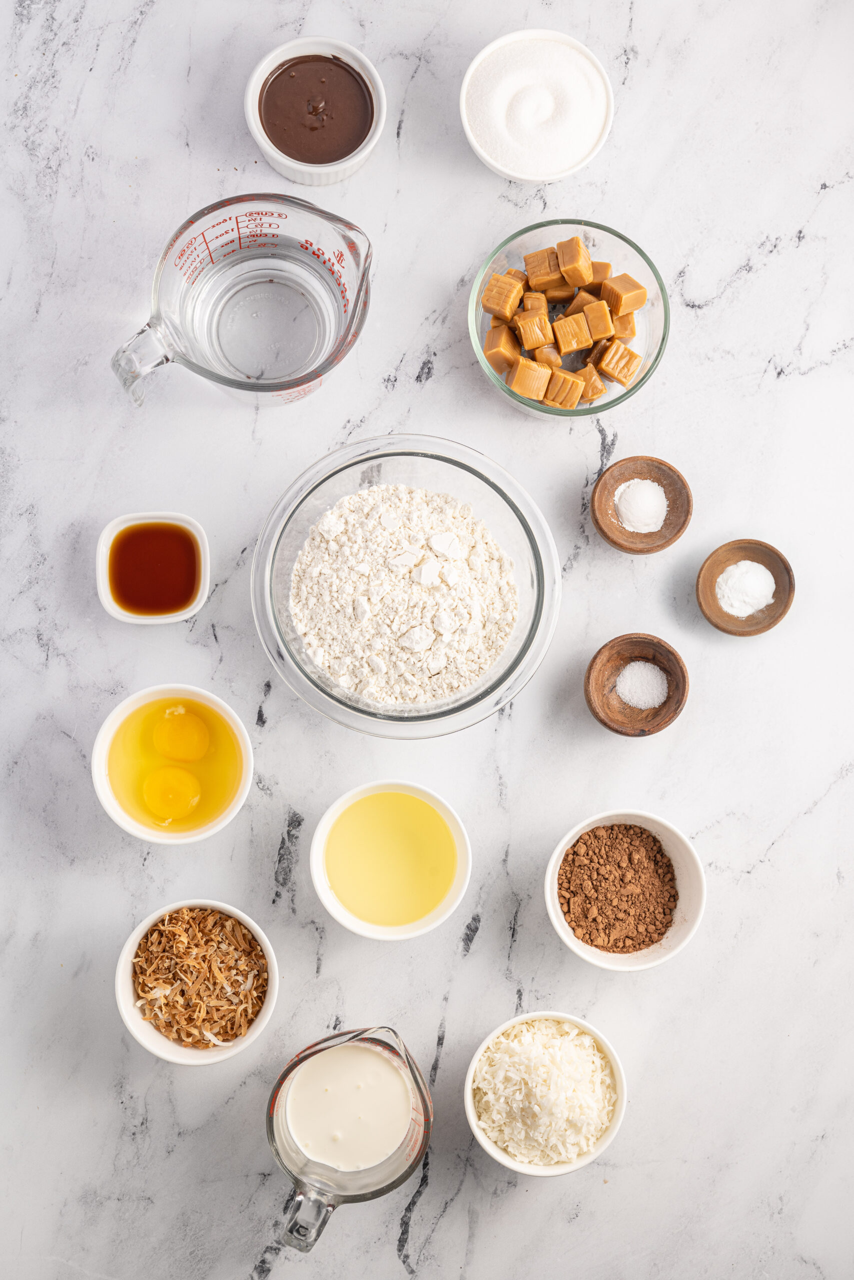 Overhead view of the ingredients needed to complete this recipe.