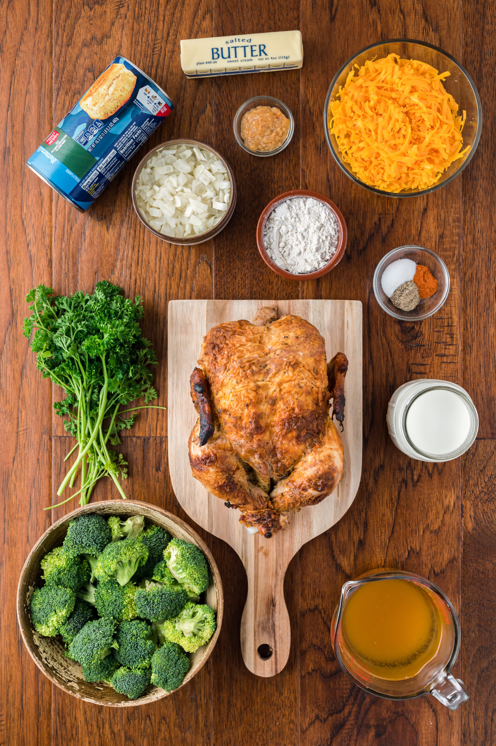 Overhead view of the ingredients needed to complete this recipe.
