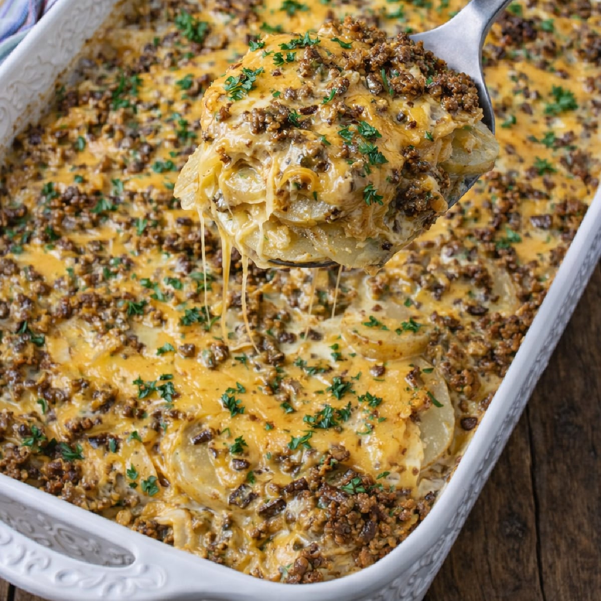 Cheesy Ground Beef & Potato Casserole