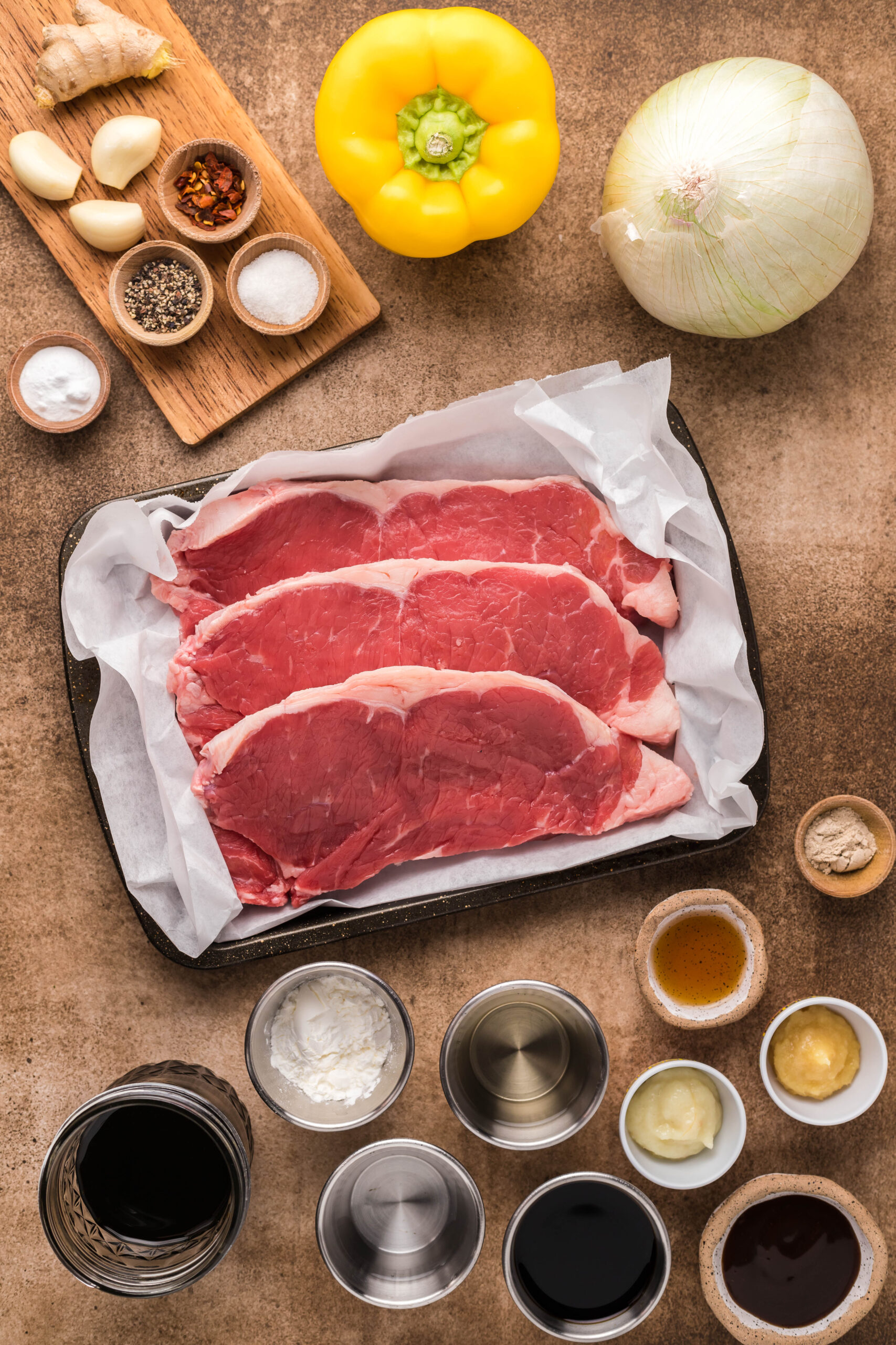 Overhead view of the ingredients needed to complete this recipe.