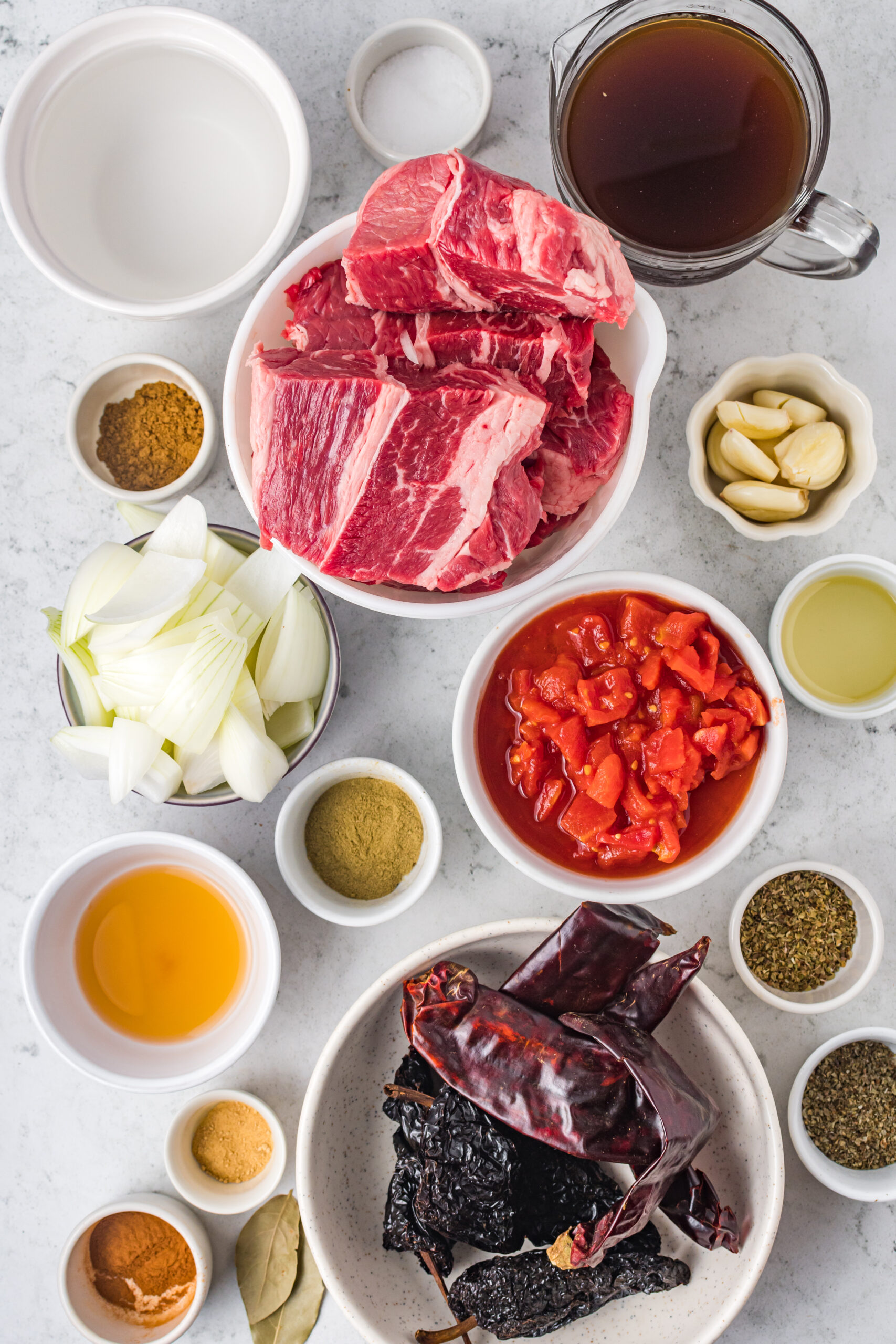 Overhead view of the ingredients needed to complete this recipe.