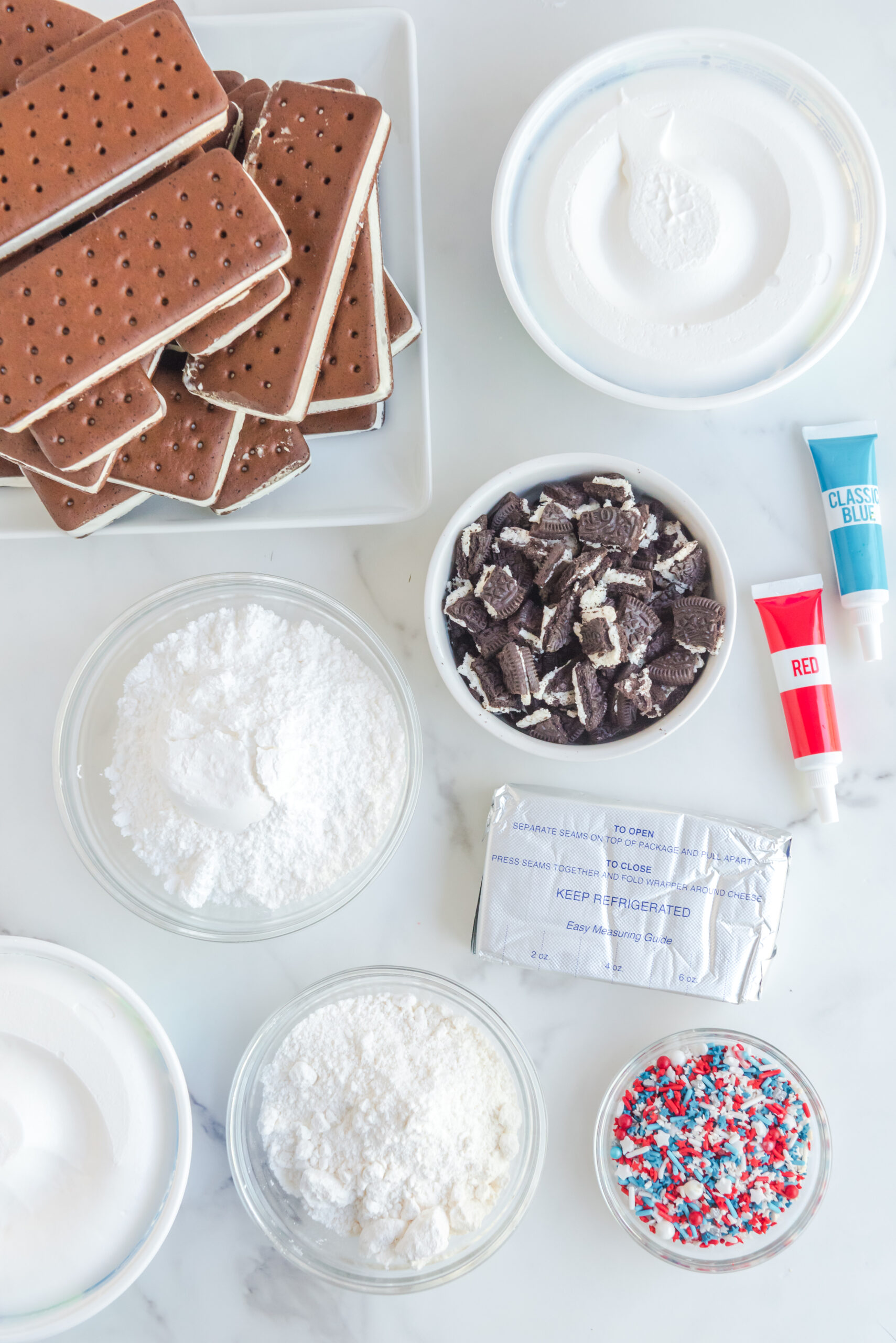 Overhead view of the ingredients needed to complete this recipe.