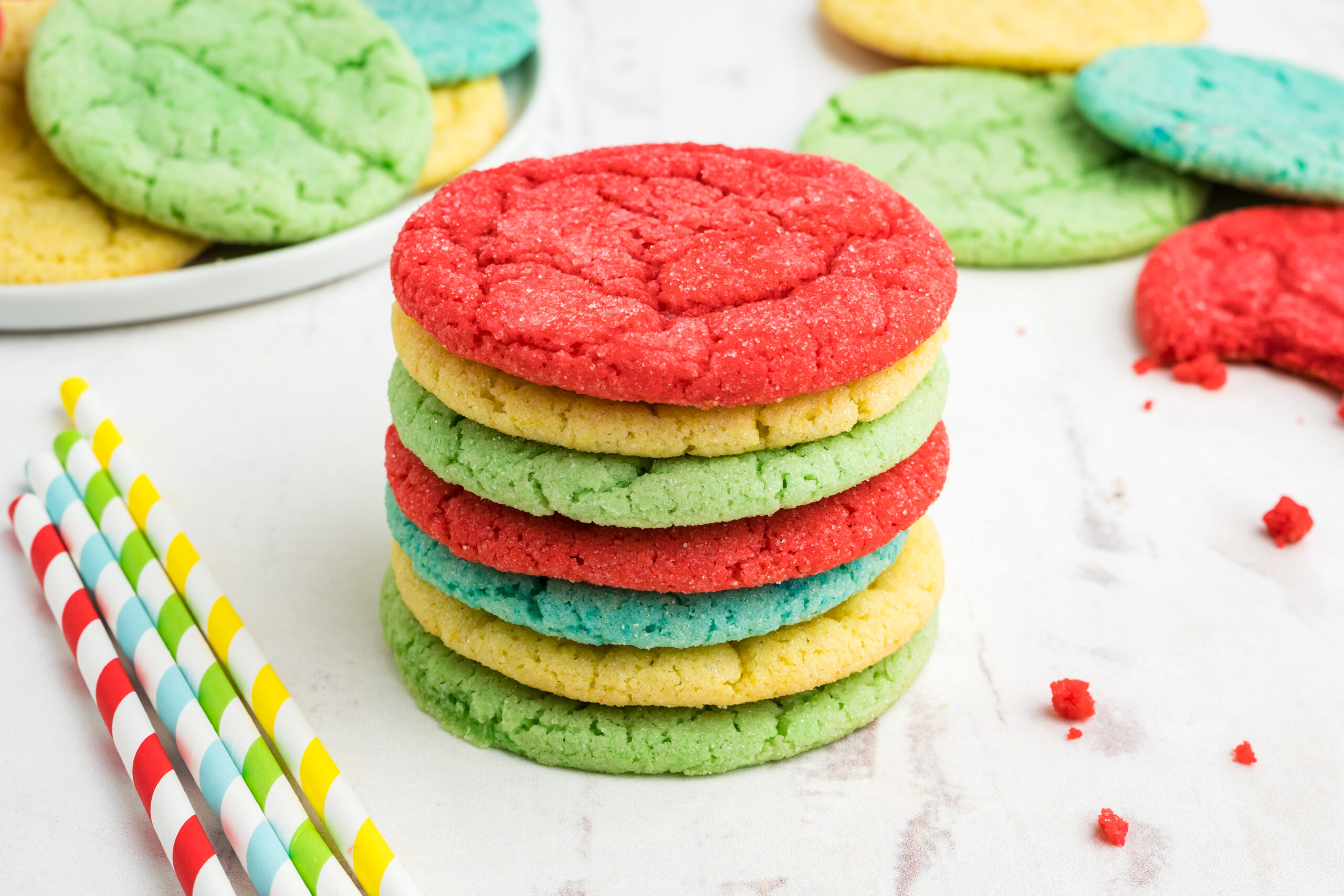 Front view of seven Jello Cookies stacked.
