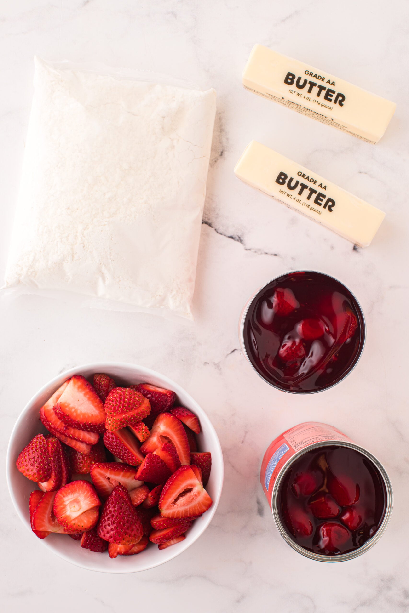 Overhead view of the ingredients needed to complete this recipe.