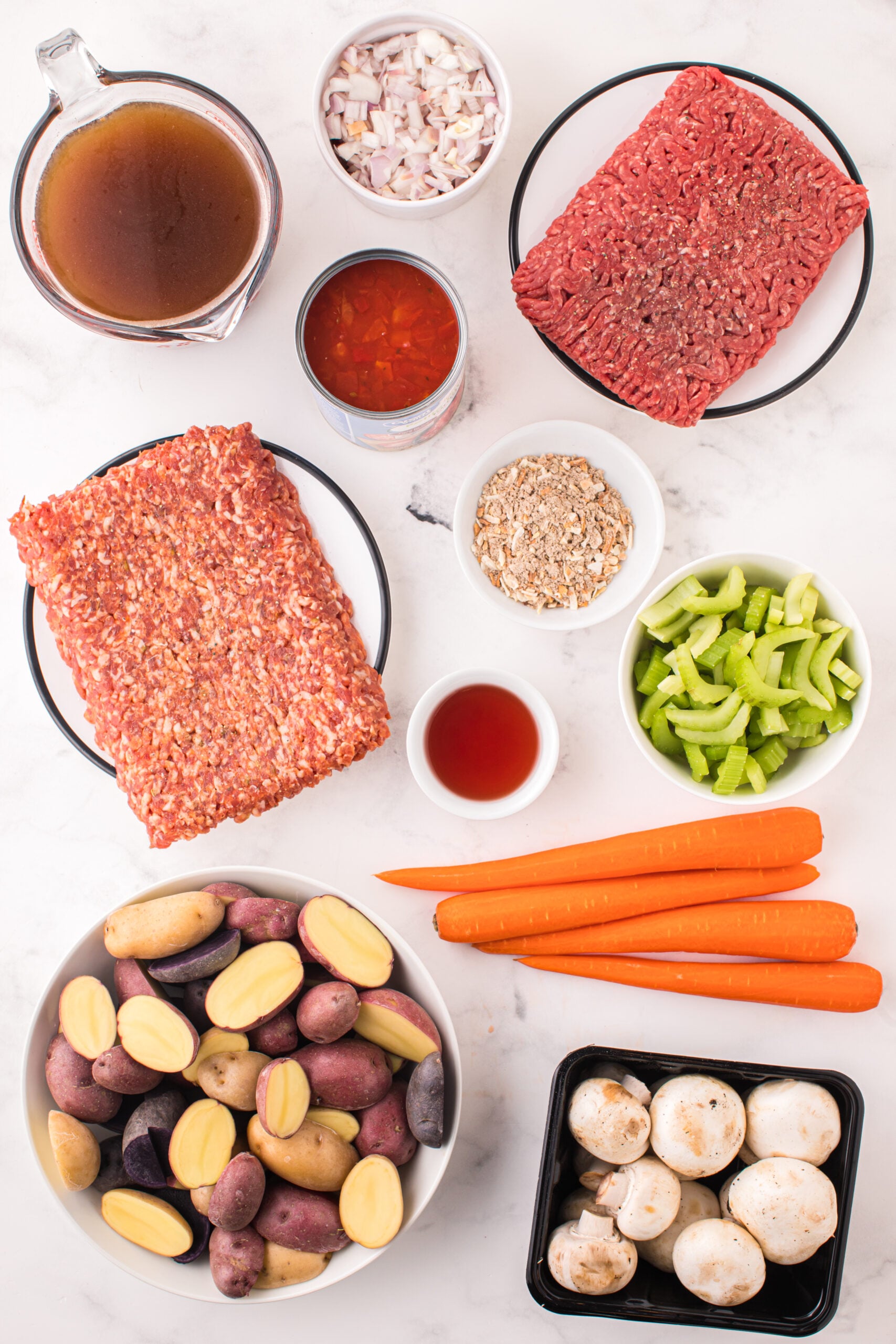 Overhead view of the ingredients needed to complete this recipe.