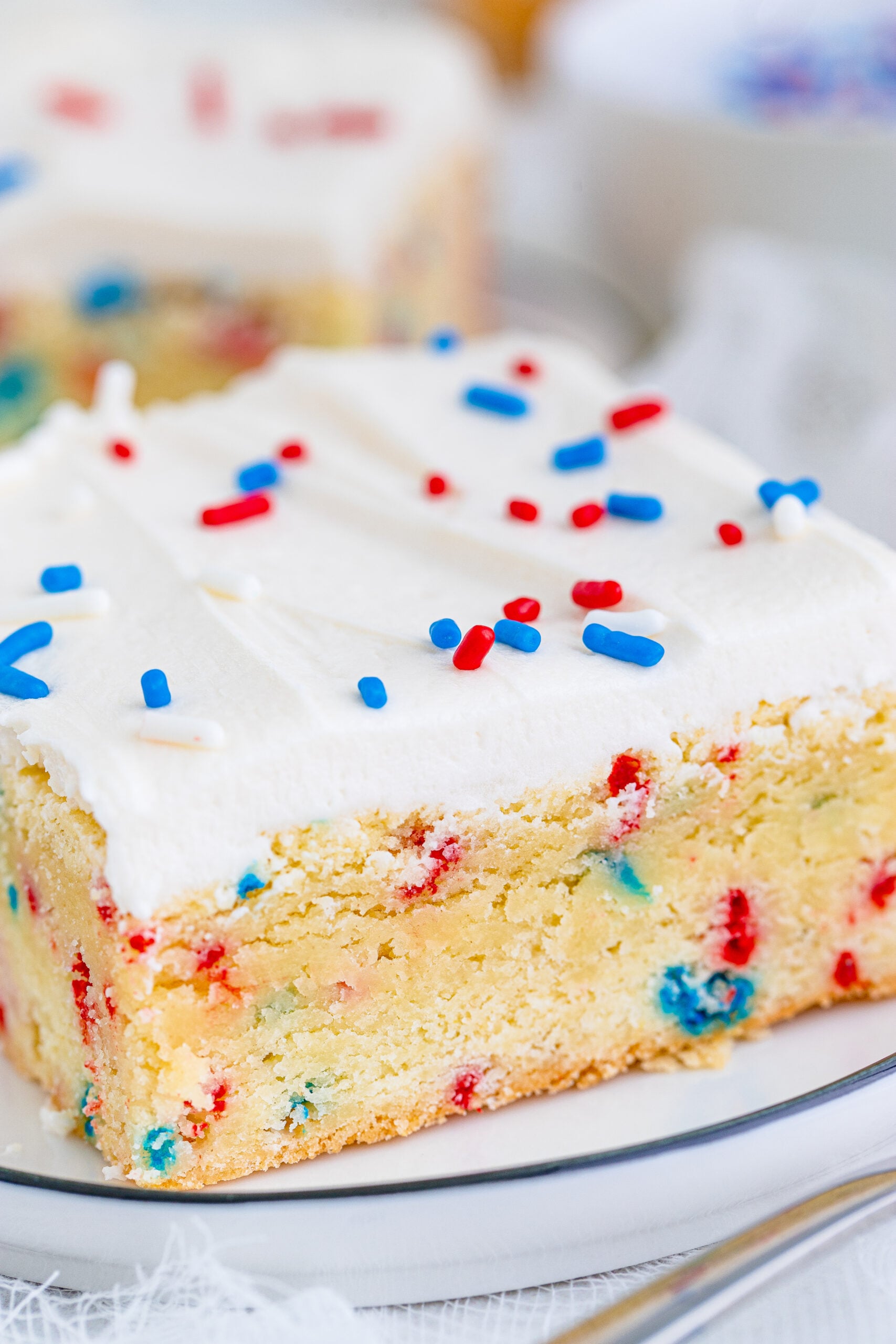 Up close photo of the sugar cookie bars showing texture 