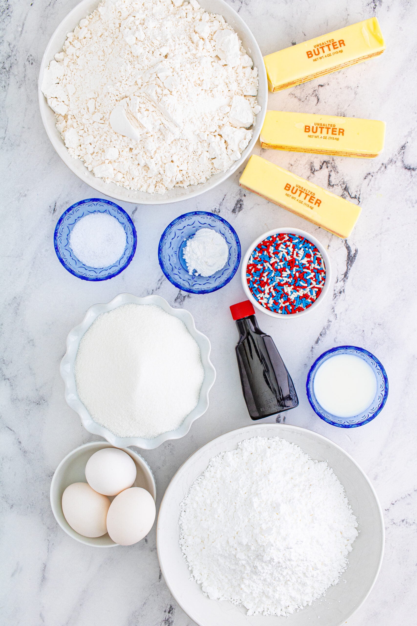 Overhead view of the ingredients needed to complete this recipe.