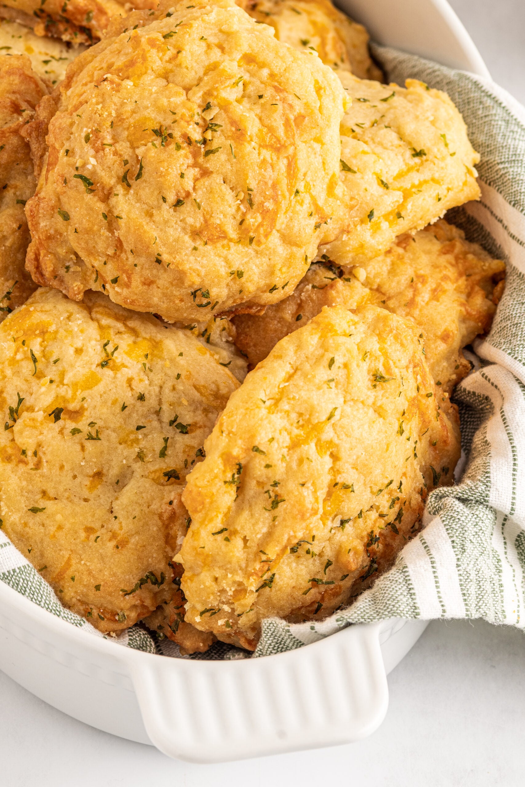 Copycat Red Lobster Cheddar Bay Biscuits in a basket