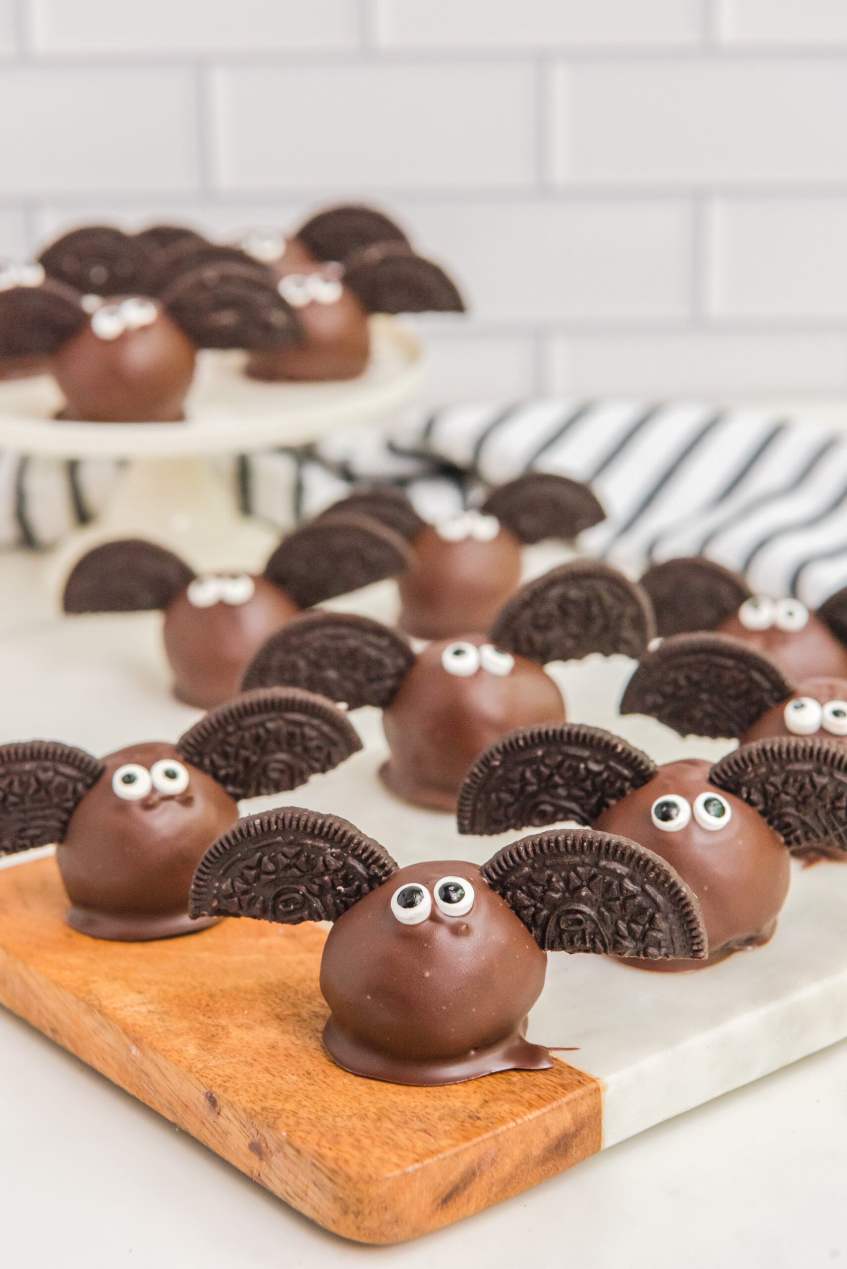 Bat Oreo Truffles on a counter