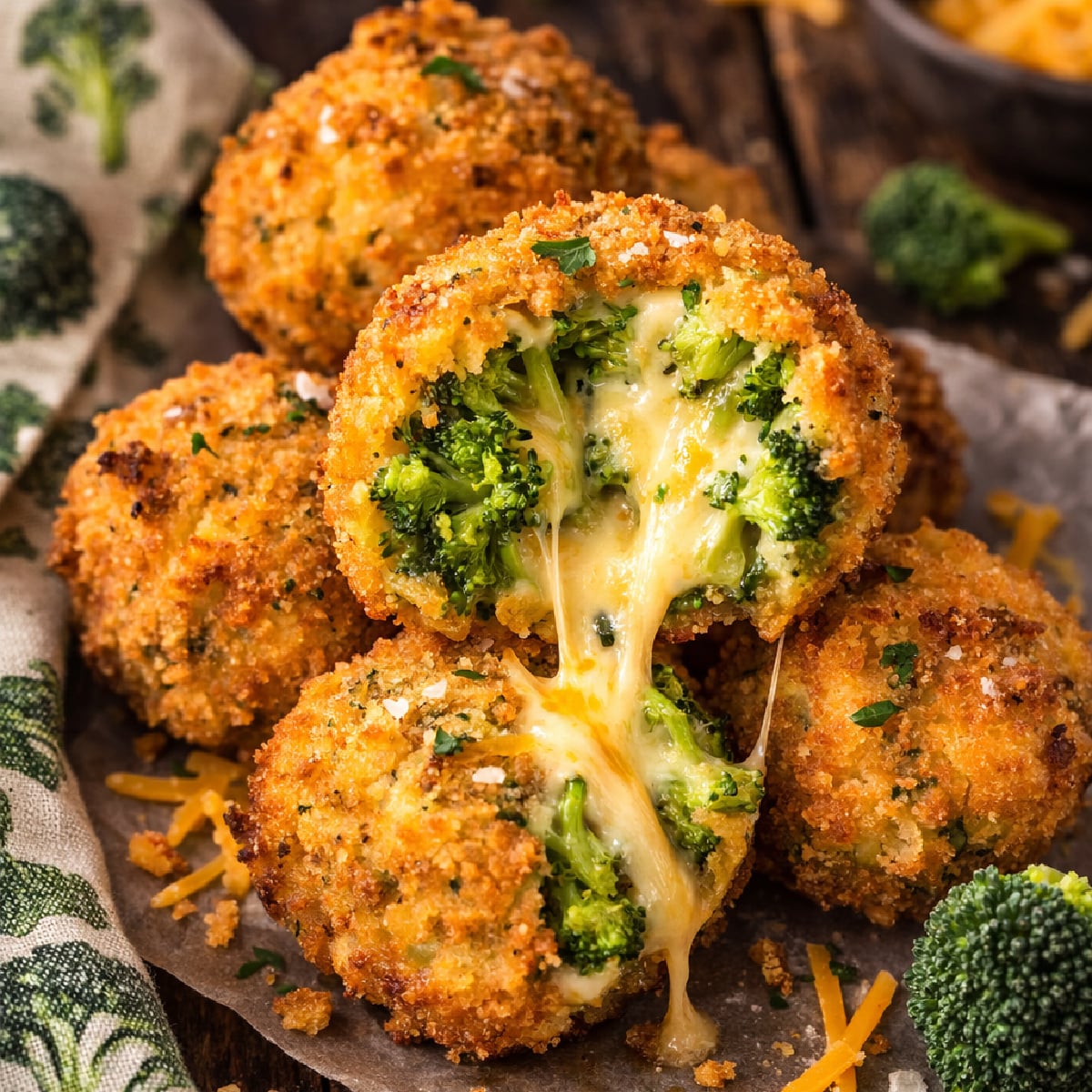 Cheesy Fried Broccoli Bites
