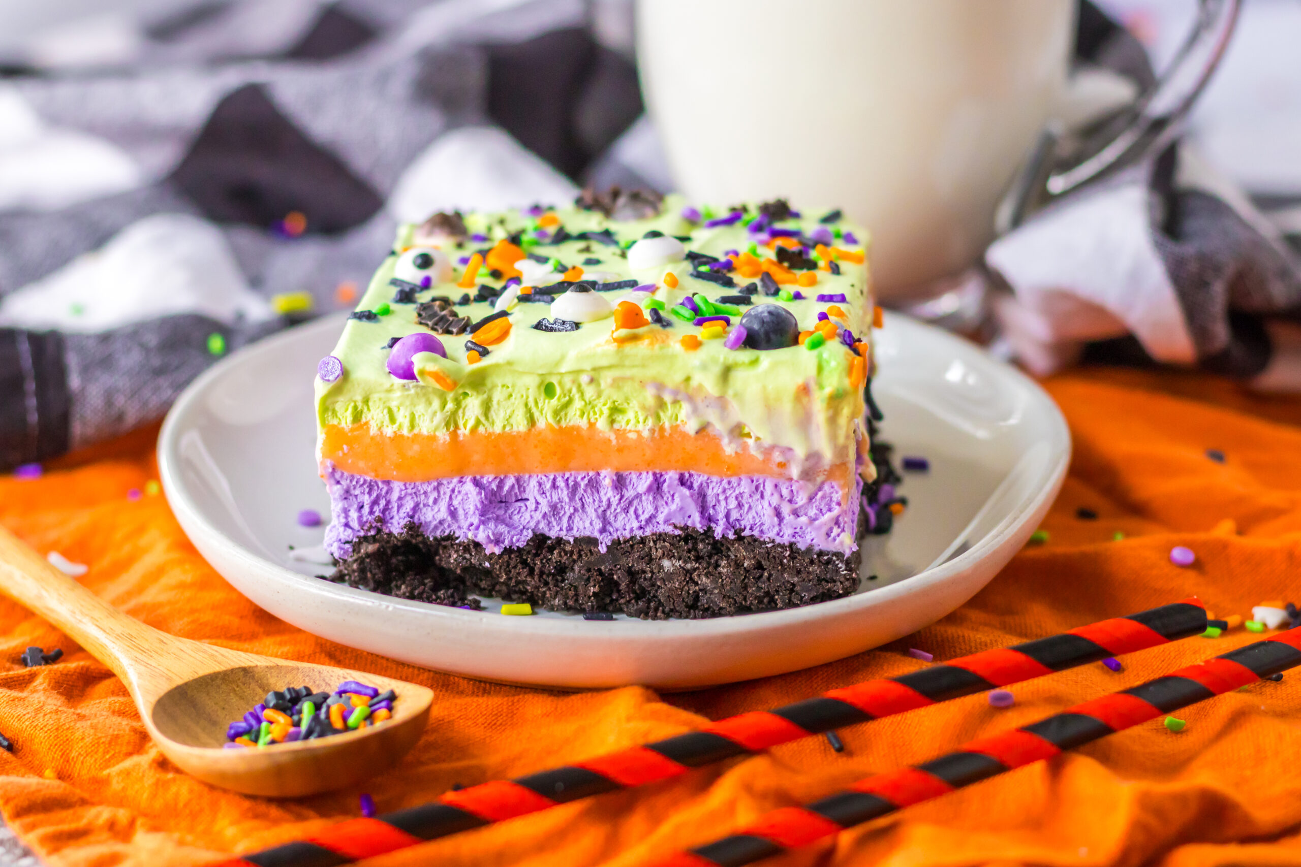 side view of the halloween lush on a white plate 