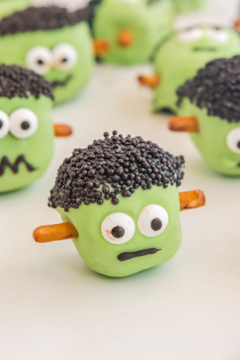Oreo frankenstein treats on a table