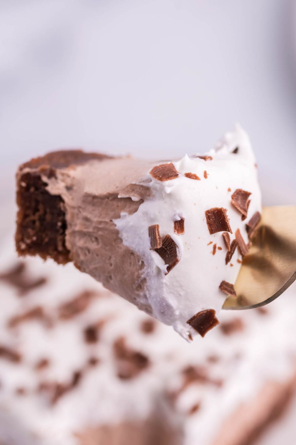 french silk brownie on fork