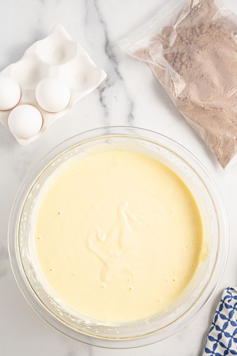 ricotta batter in a glass bowl 