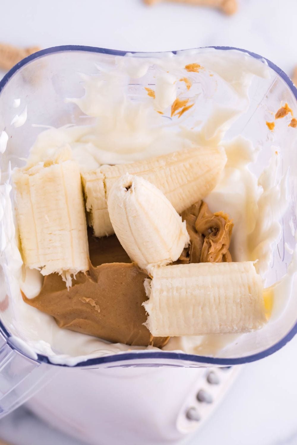 ingredients for dog ice cream in a blender