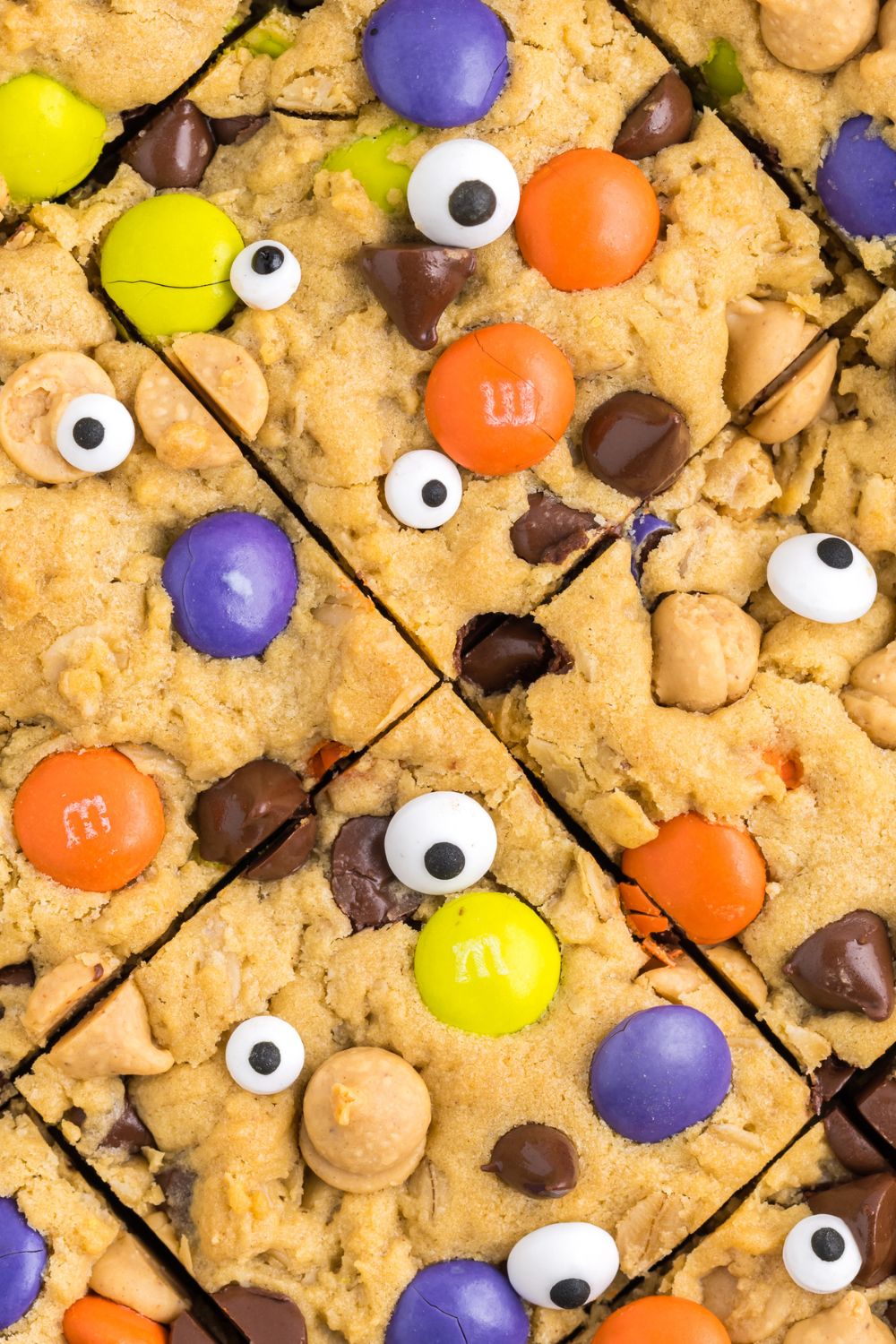 overhead shot of cookie bars cut into squares