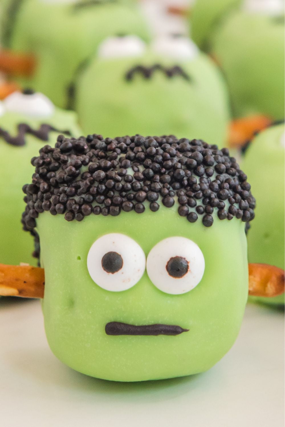 frankenstein Oreo ball on counter