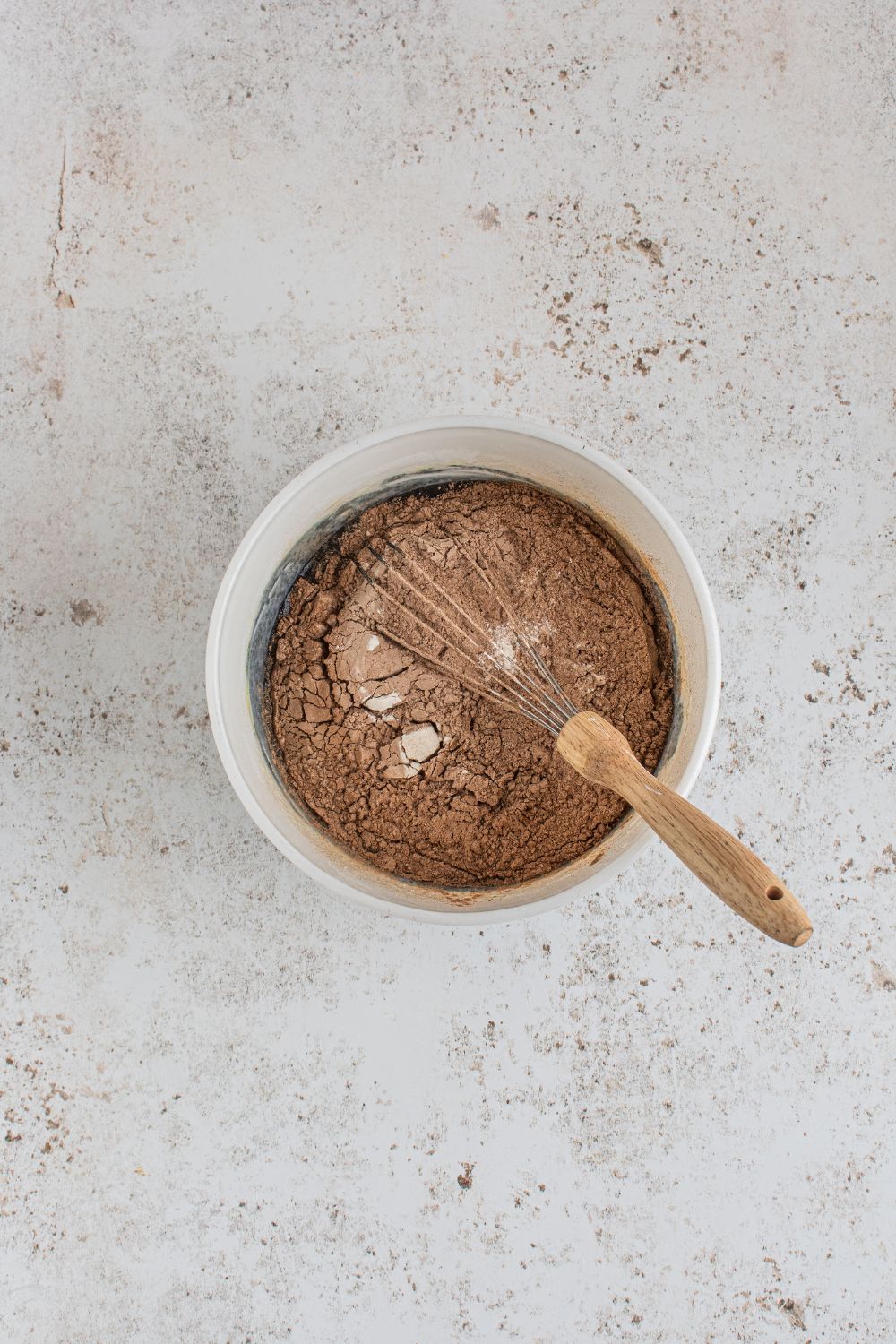 chocolate dry cupcake batter in a bowl
