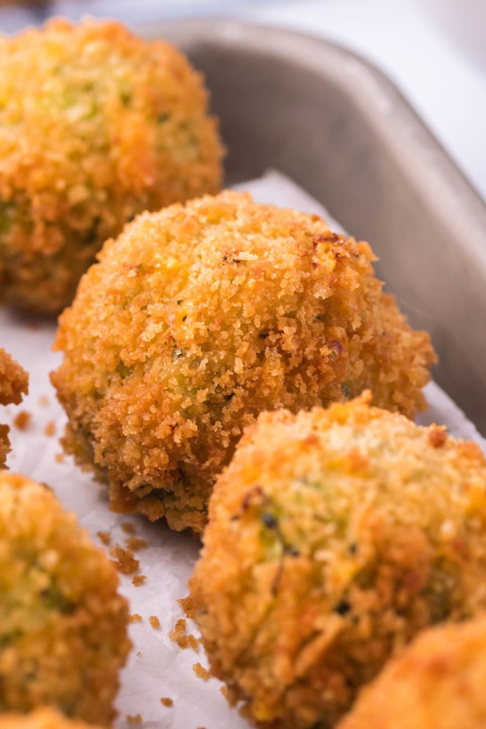 lined broccoli bites on a tray