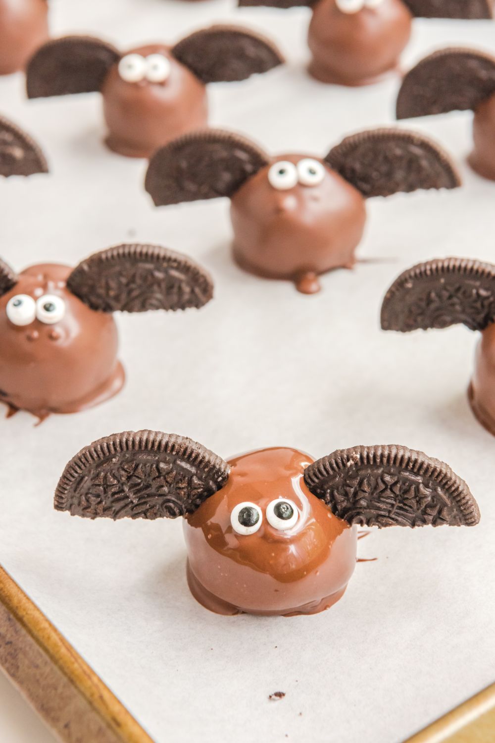 Bat Oreo Truffle on a parchment lined table