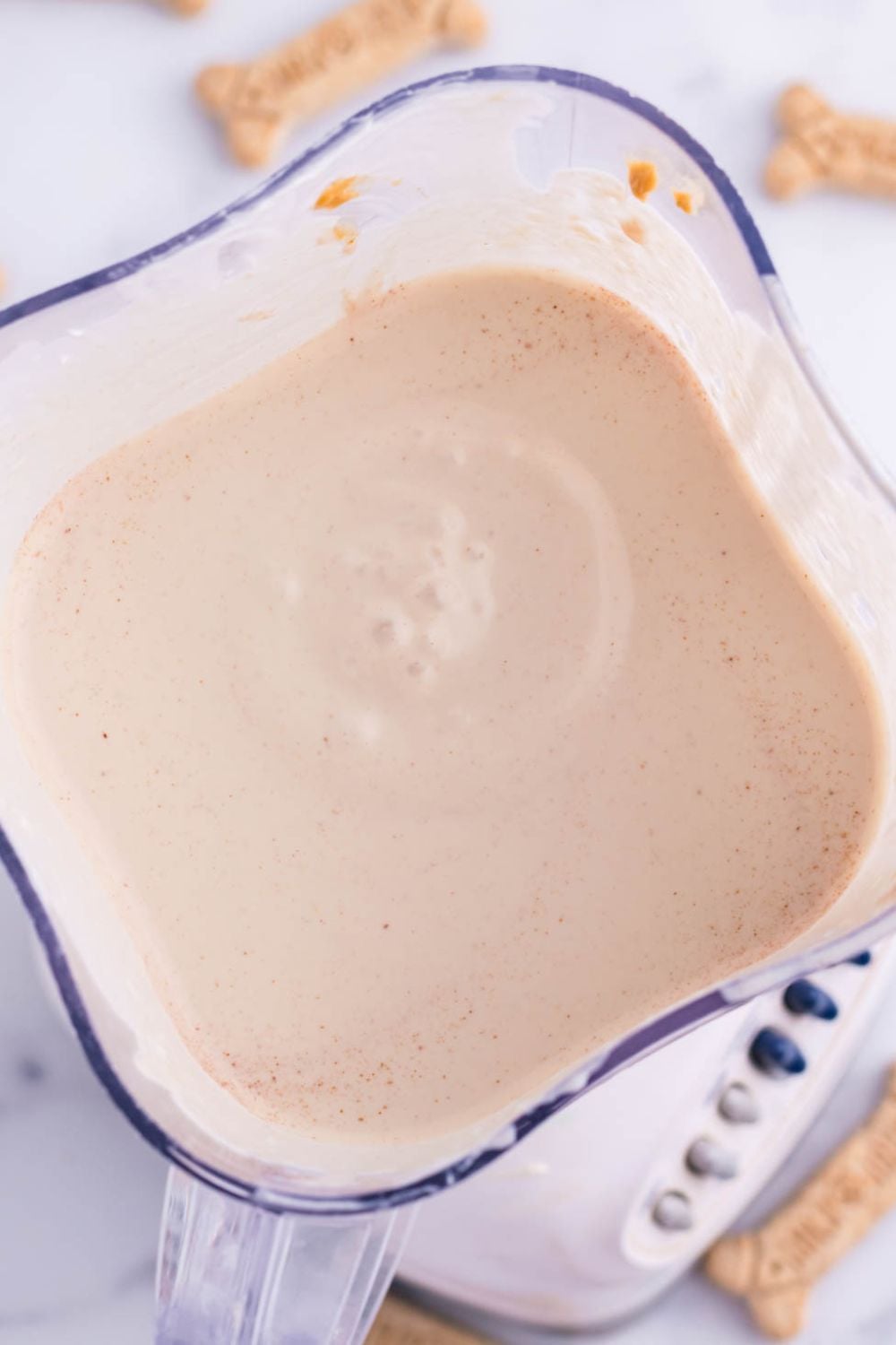 blended dog ice cream in blender on table