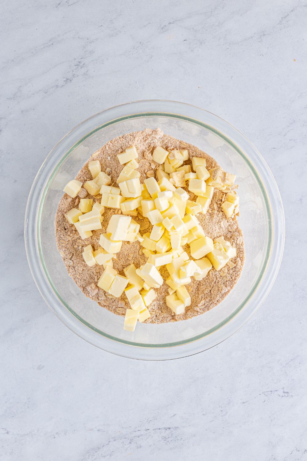 streusel ingredients in a glass bowl