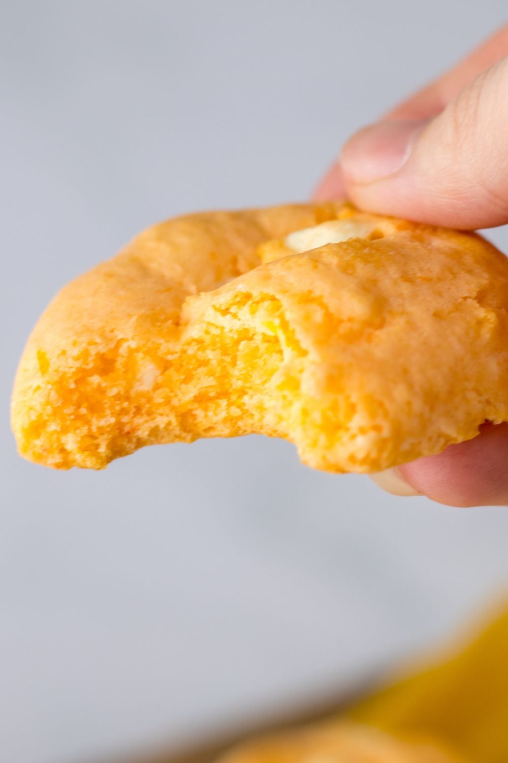 cookie with a bite taken out being held in hand