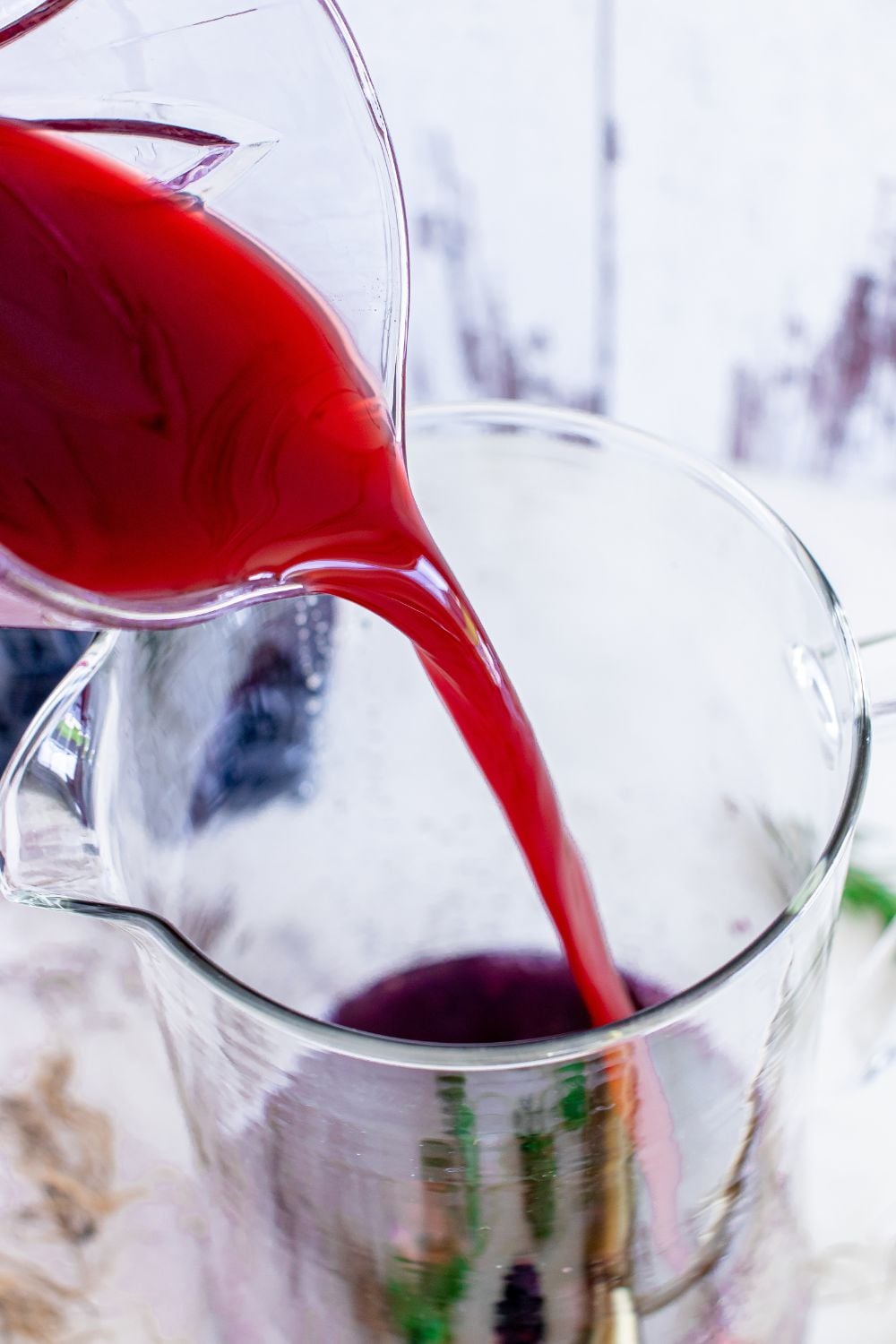 pomegranate juice pouring into glass