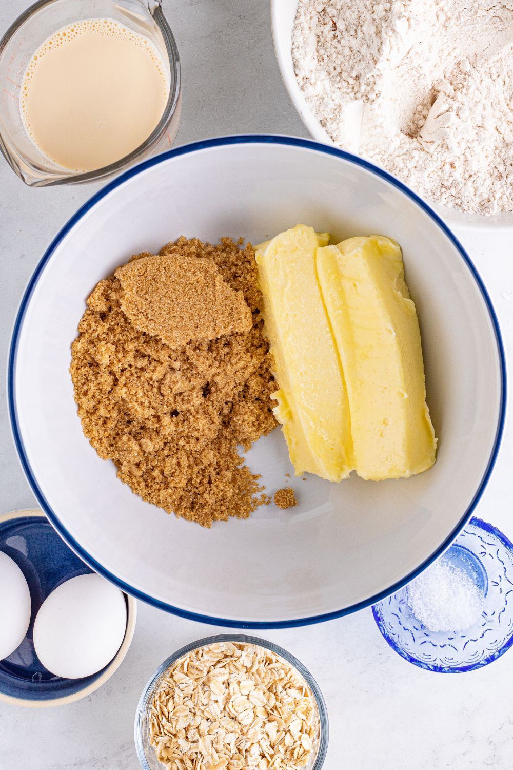 butter and sugar in a mixing bowl
