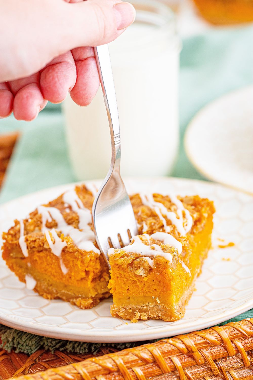 fork poking into a sliced bar