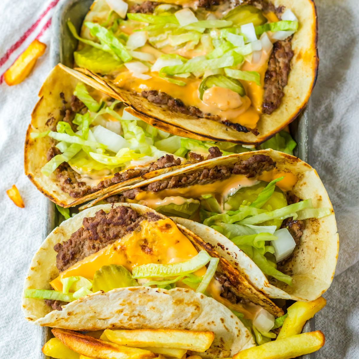 Big Mac Smash Tacos on a tray