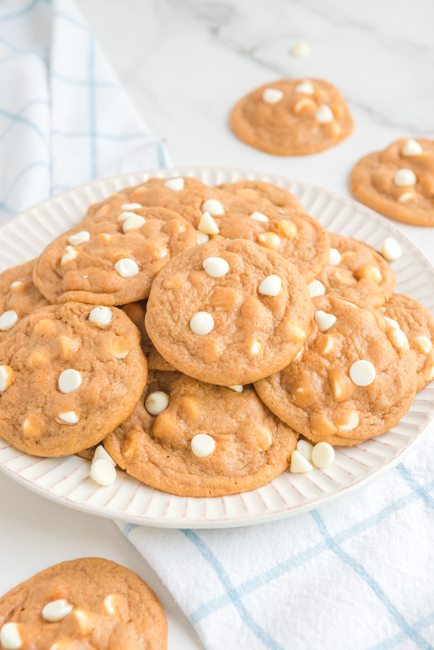 Pumpkin Spice Pudding Cookies on a white plate