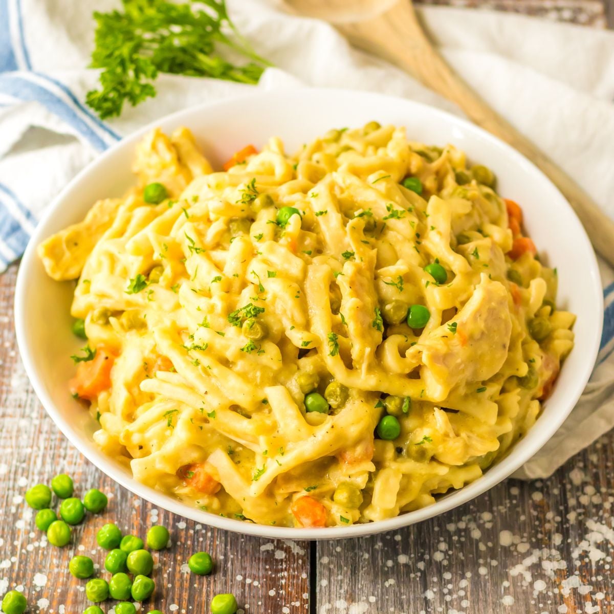Crock Pot Chicken and Noodles in a bowl