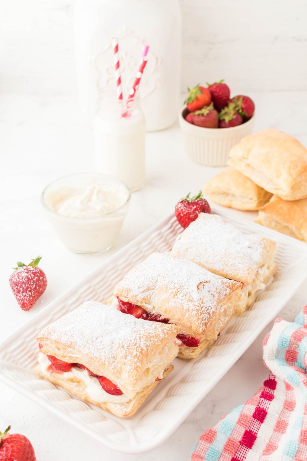 Drakes strawberry desserts on long tray