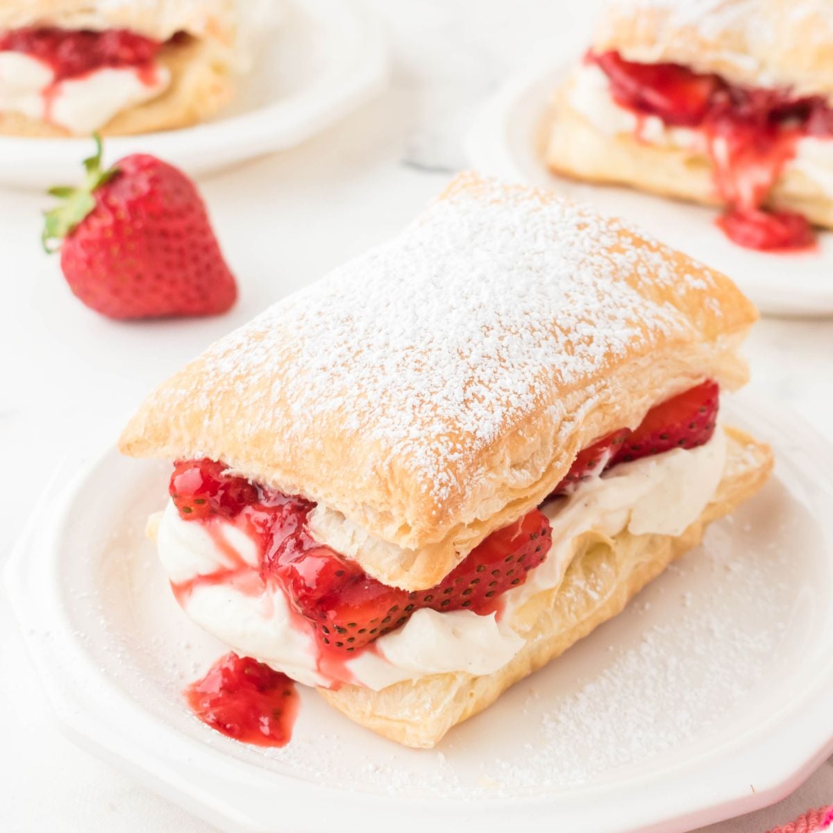 Strawberry Flaky Puffs on plate