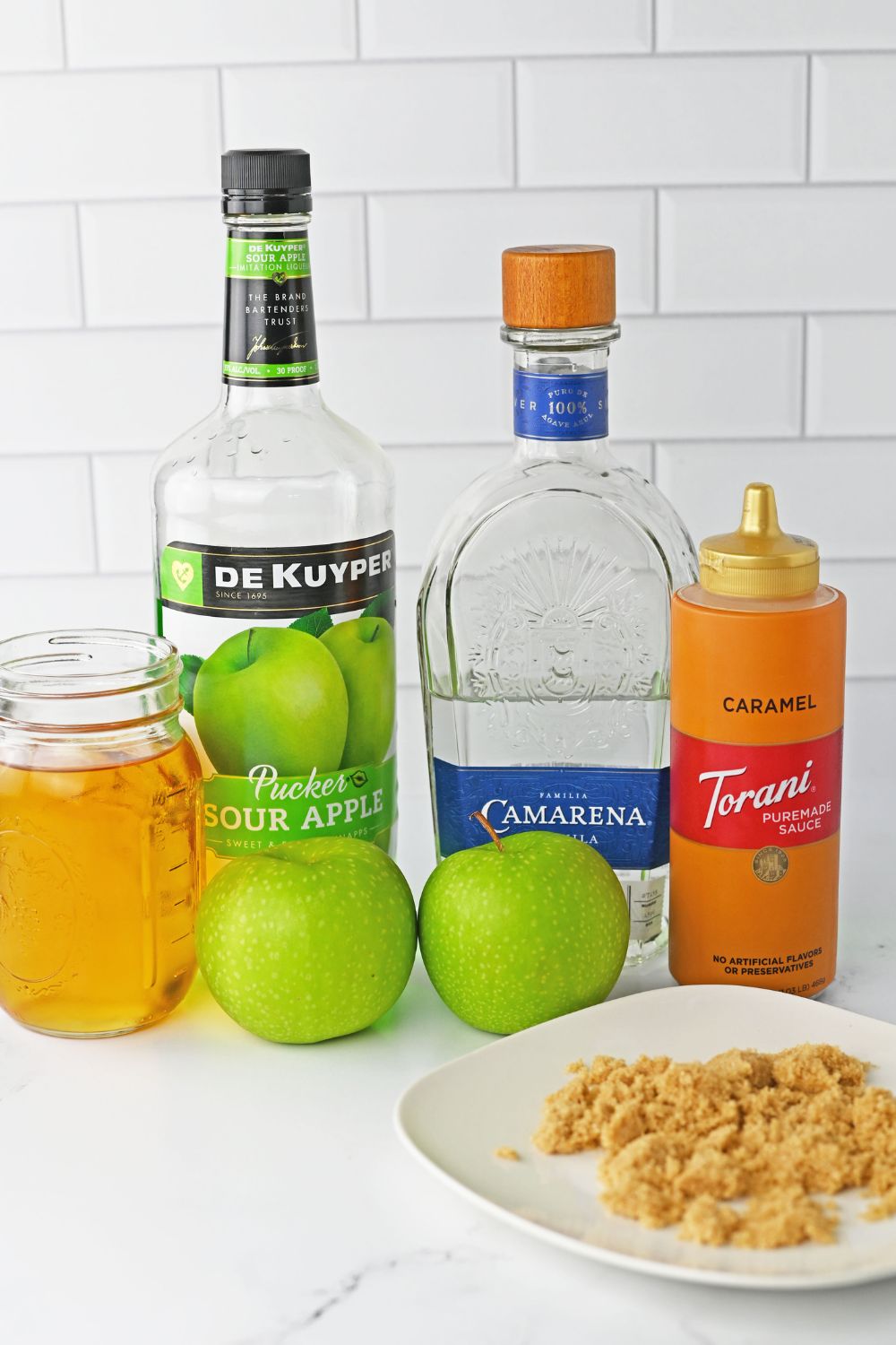 apple margarita ingredients on table
