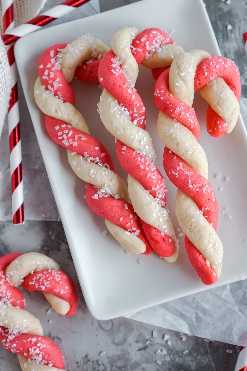 Candy Cane Cookies on a plate
