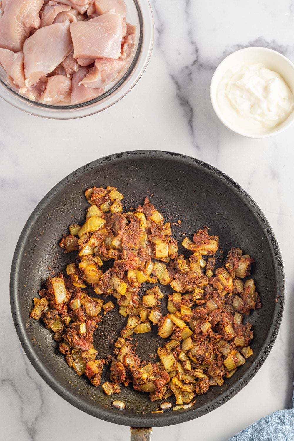 cooked up onion mixture in pan