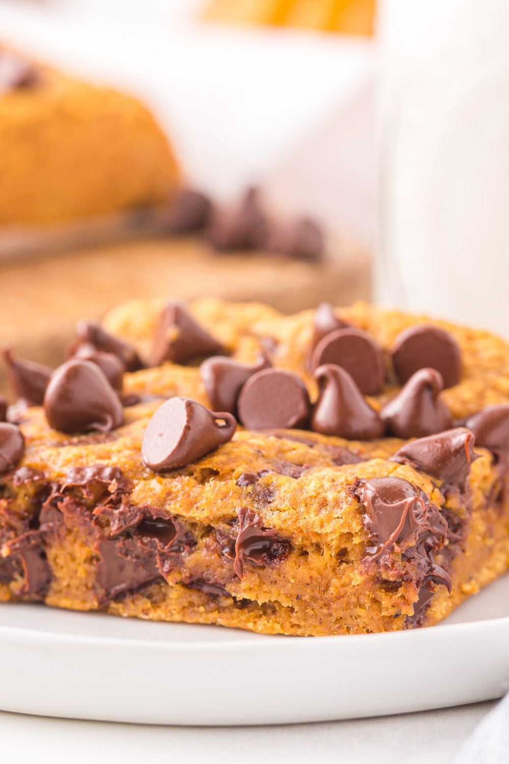 chocolate pumpkin bar on a plate