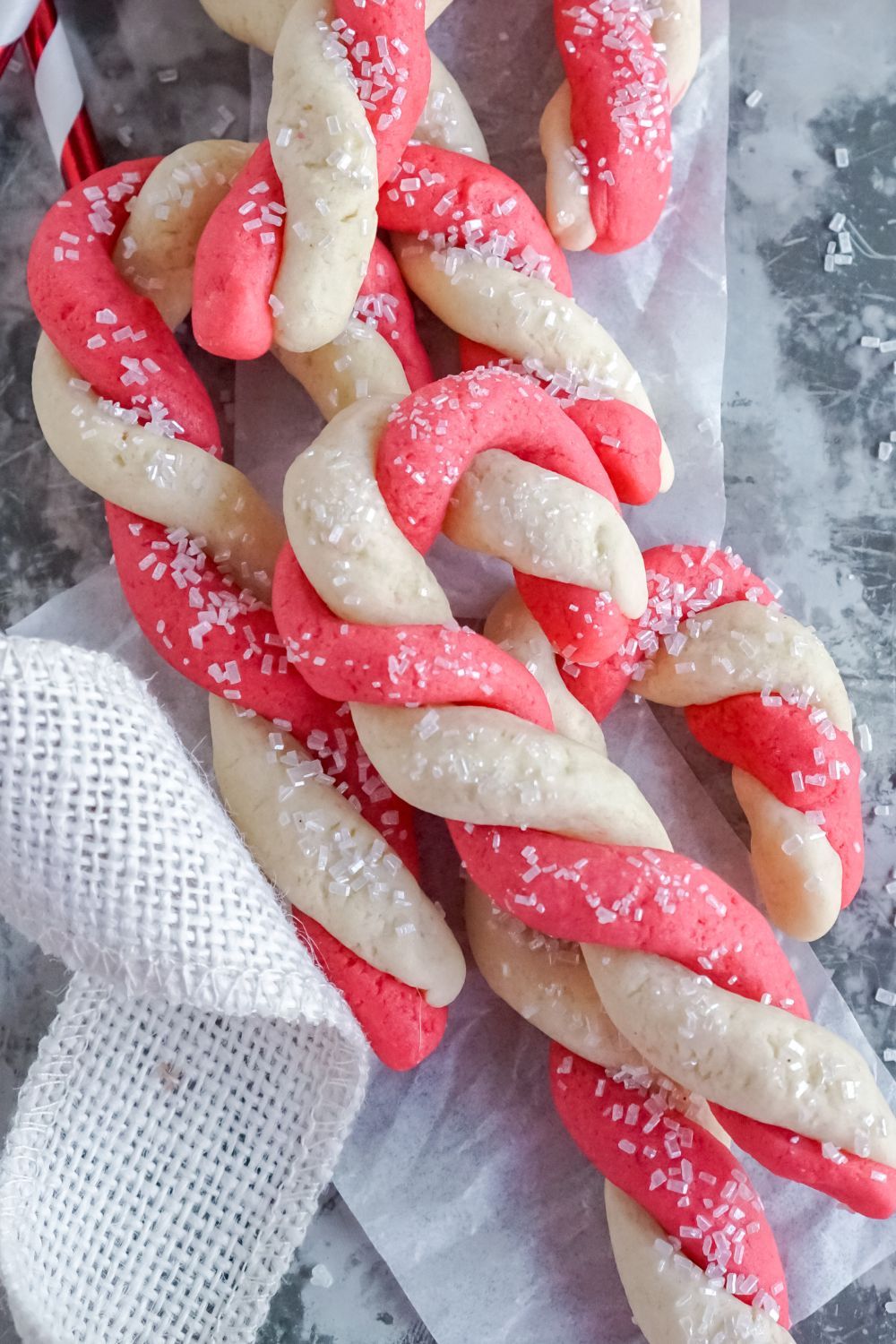 christmas cookies on a marble counter