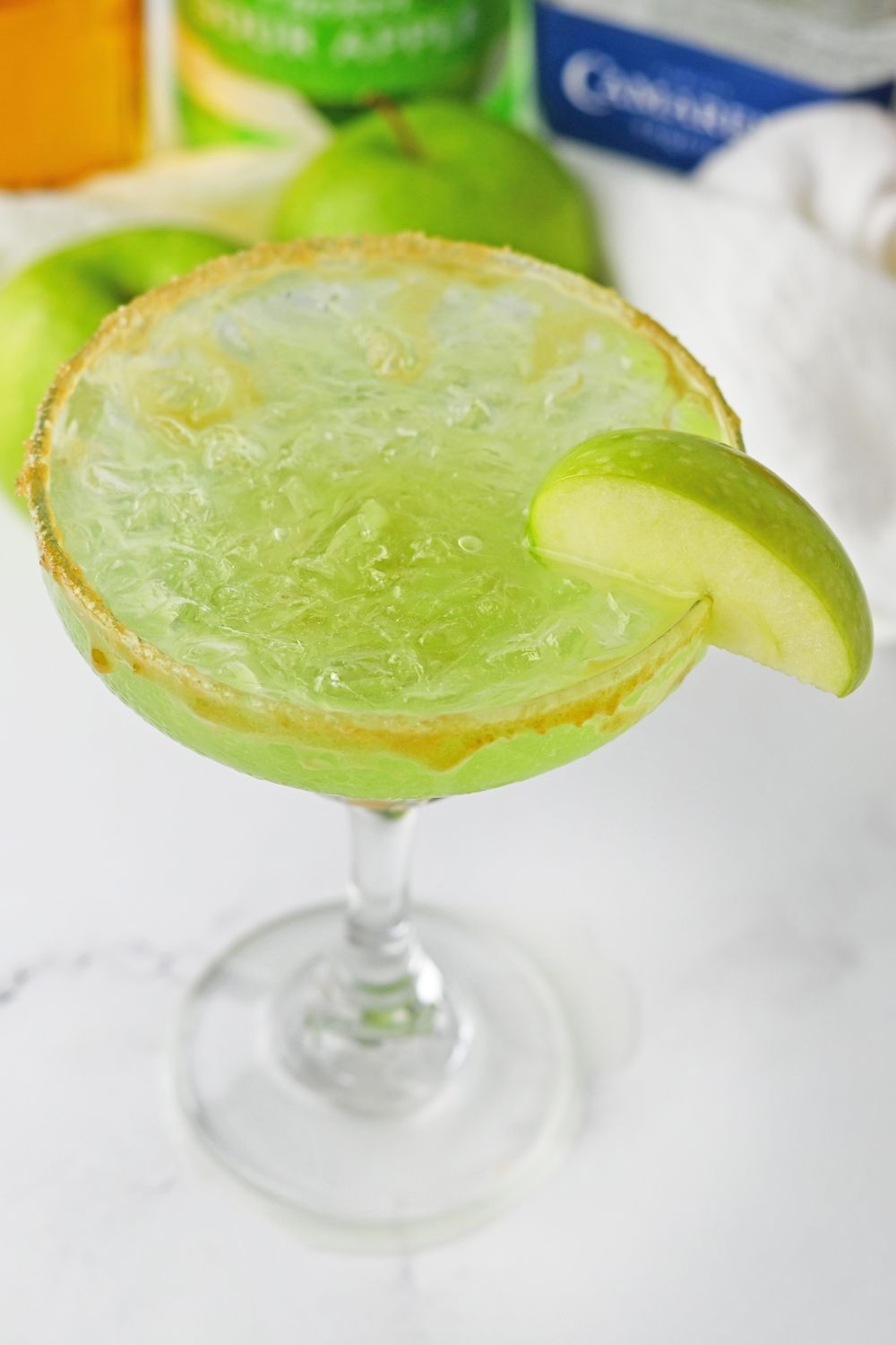 green apple drink on table