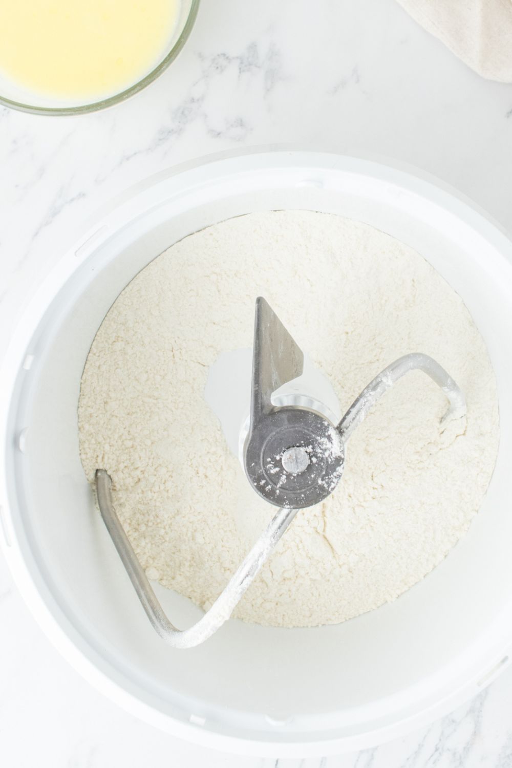 dry ingredients in a mixer