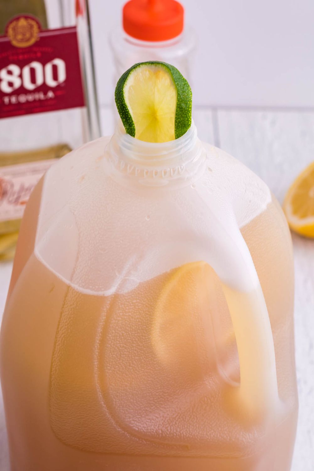 lime wedge on top of the milk juice