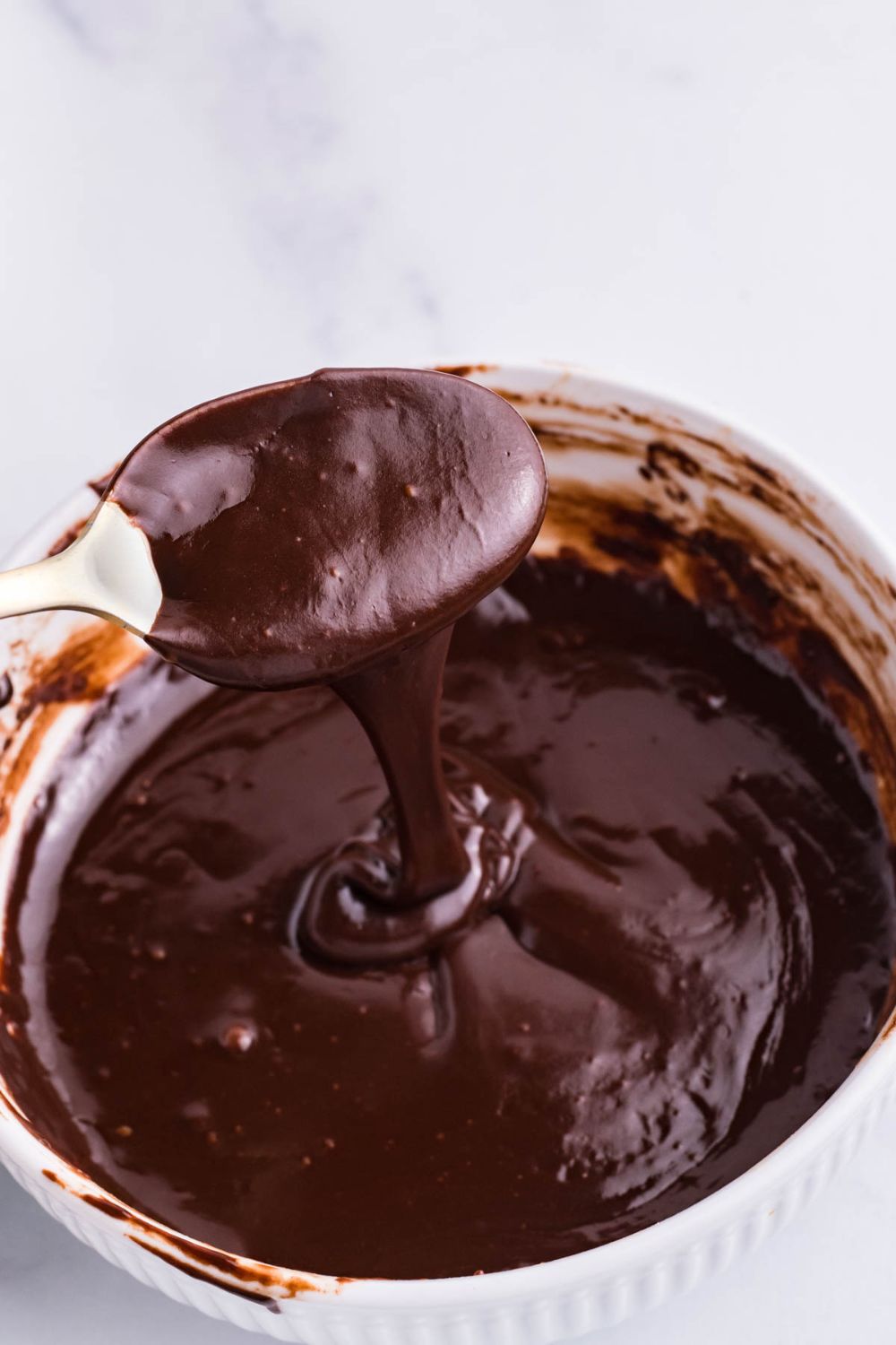 chocolate sauce in a glass bowl